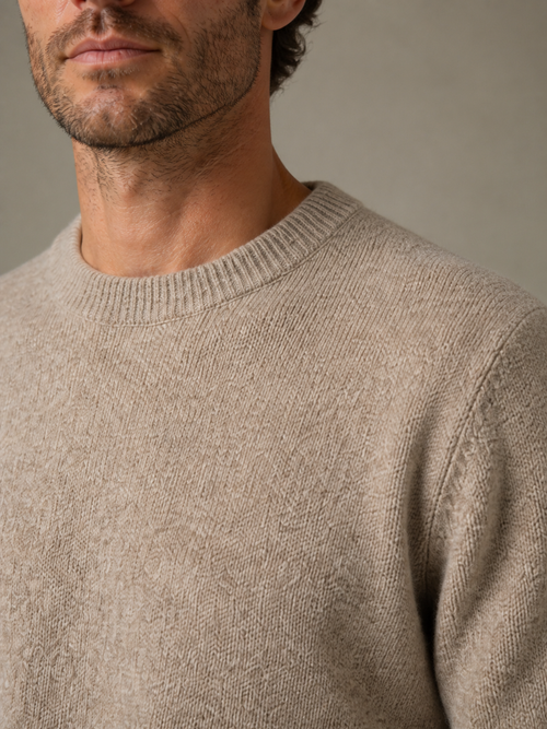Lambswool crew jumper, knit detail