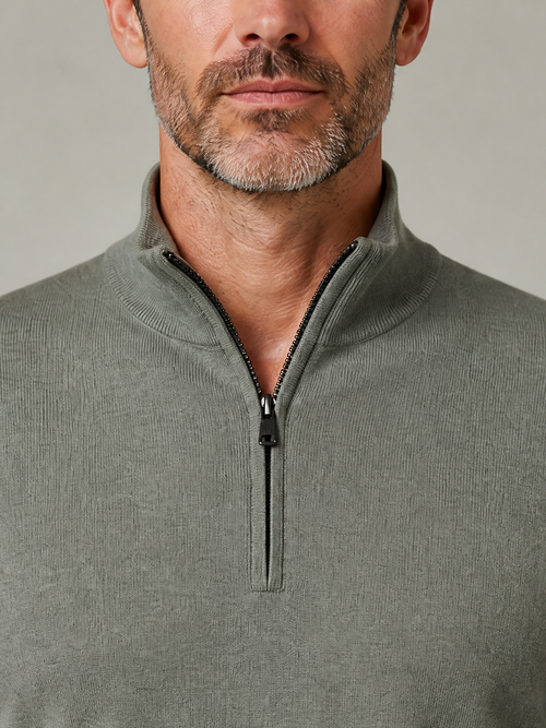 Merino half-zip, funnel neck and zip detail