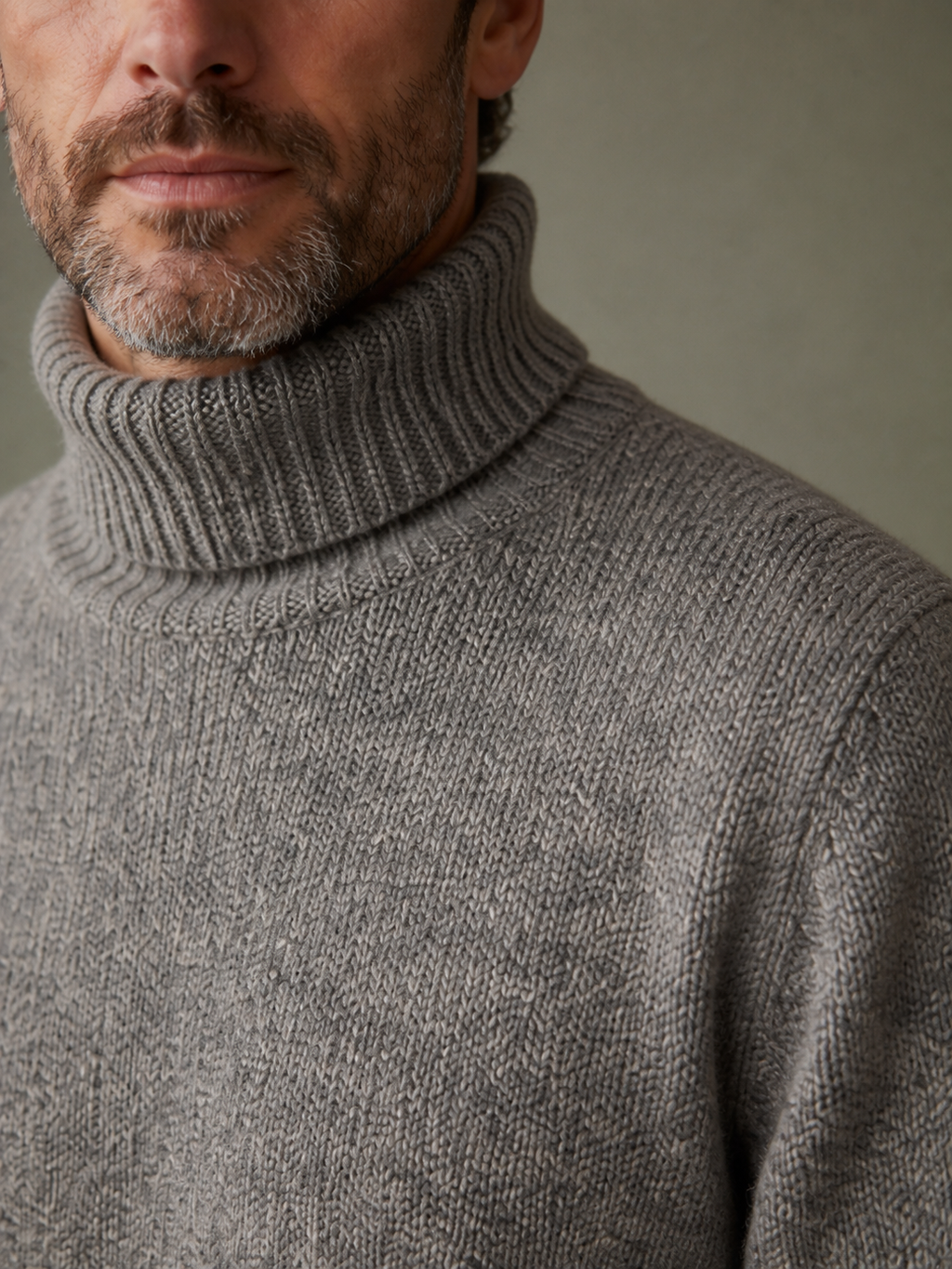 Shetland roll neck, knit detail
